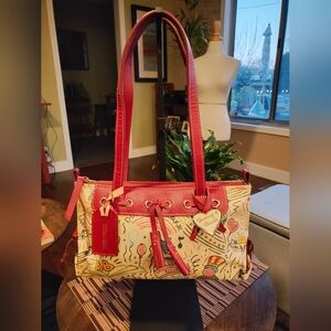Dooney & Bourke Macy's Collaboration Commemorative Red and Cream Shoulder Bag